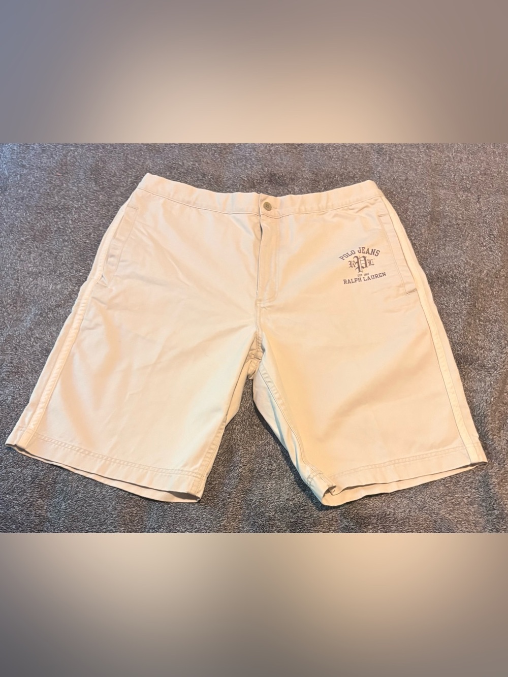 Polo Jeans Co. Men's Ralph Lauren beige Drawstring button Shorts Size Large